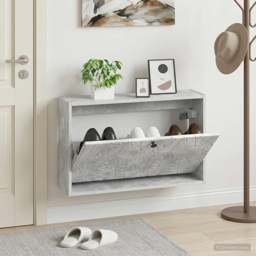 Ormar za cipele na zidu DELFT 71 x 17 x 43 cm Konstruirano drvo - Betonska siva Cijena