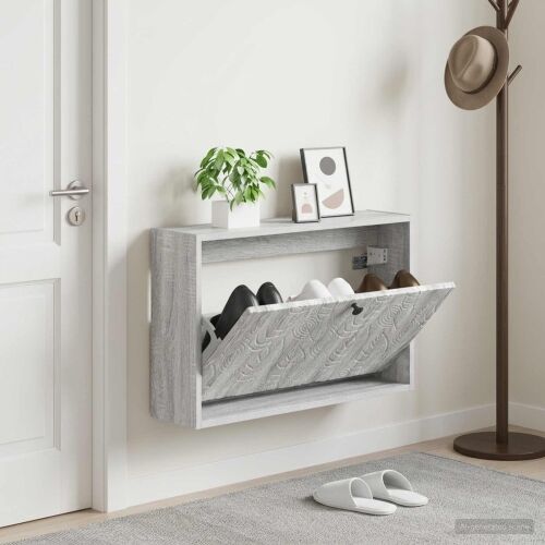Ormar za cipele na zidu DELFT 71 x 17 x 43 cm Konstruirano drvo - Siva Sonoma Cijena