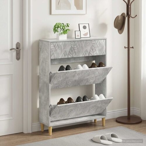 Ormar za cipele DELFT 78 x 24 x 103 cm Konstruirano drvo - Betonska siva Cijena