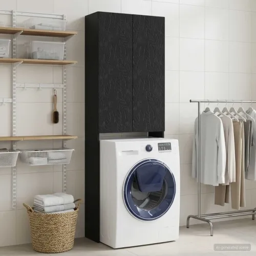 Kabinetska WC DELFT Crna 66 x 25,5 x 190 cm Konstruirano drvo - Crna Cijena
