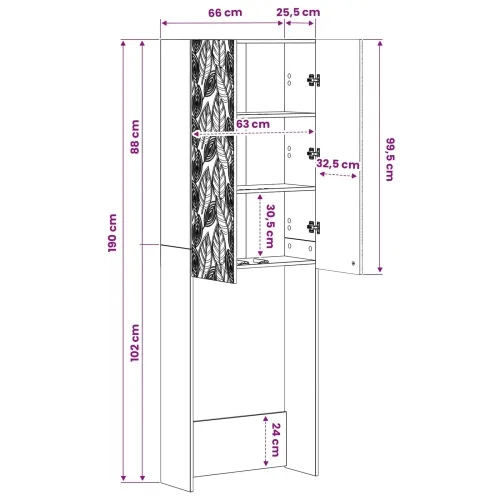Kabinetska WC DELFT Hrast artisan 66 x 25,5 x 190 cm - Hrast artisan Cijena