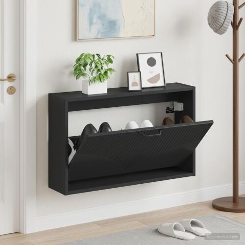 Ormar za cipele na zidu HOORN 71 x 17 x 43 cm Konstruirano drvo - Crna Cijena