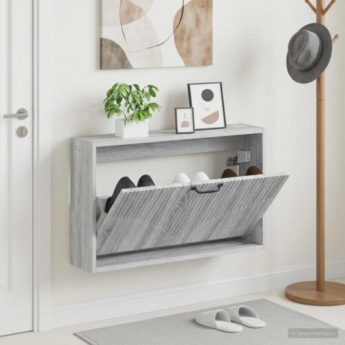 Ormar za cipele na zidu HOORN 71 x 17 x 43 cm Konstruirano drvo - Siva Sonoma Cijena
