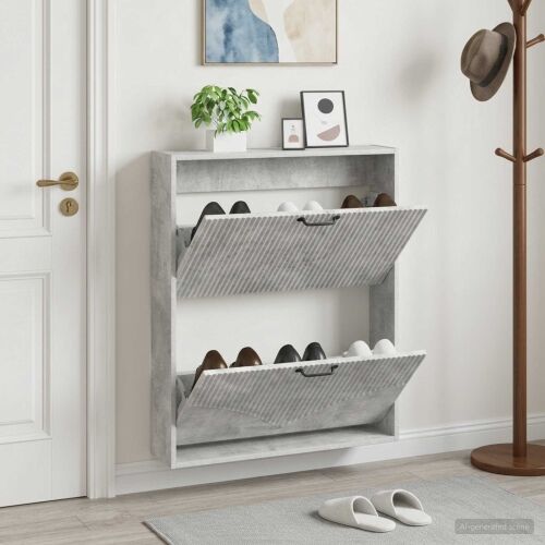 Ormar za cipele na zidu HOORN 71 x 17 x 86 cm Konstruirano drvo - Betonska siva Cijena