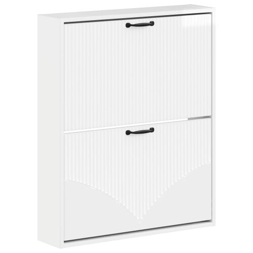 Ormar za cipele na zidu HOORN 71 x 17 x 86 cm Konstruirano drvo - Bijela visokog sjaja Cijena