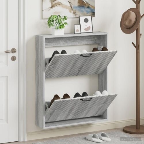 Ormar za cipele na zidu HOORN 71 x 17 x 86 cm Konstruirano drvo - Siva Sonoma Cijena