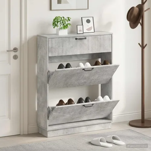 Ormar za cipele HOORN 78 x 24 x 100 cm Konstruirano drvo - Betonska siva Cijena