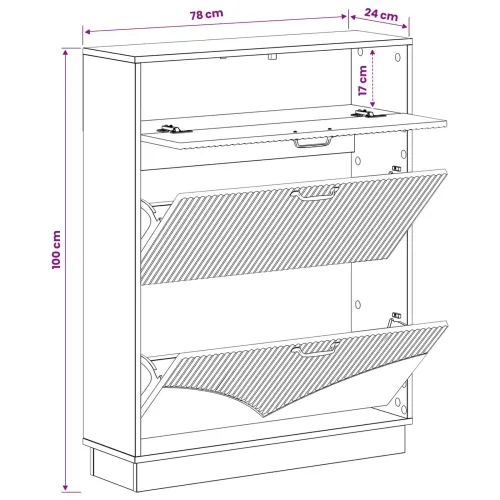 Ormar za cipele HOORN 78 x 24 x 100 cm Konstruirano drvo - Staro drvo Cijena