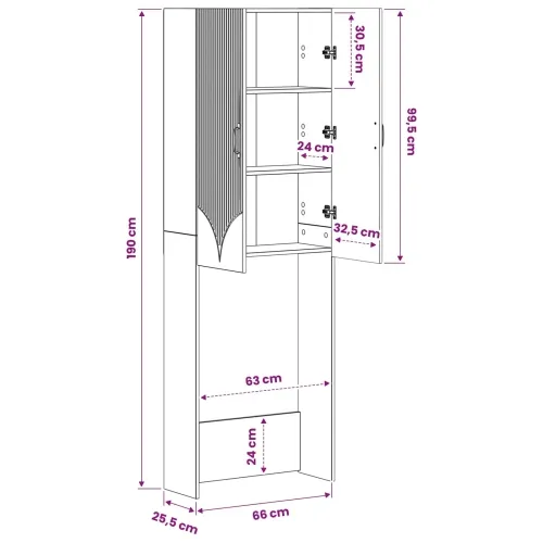 Kabinetska WC HOORN Betonska siva 66 x 25,5 x 190 cm - Betonska siva Cijena
