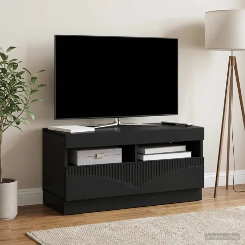 LED TV kabinet Crna Konstruirano drvo - Crna Cijena