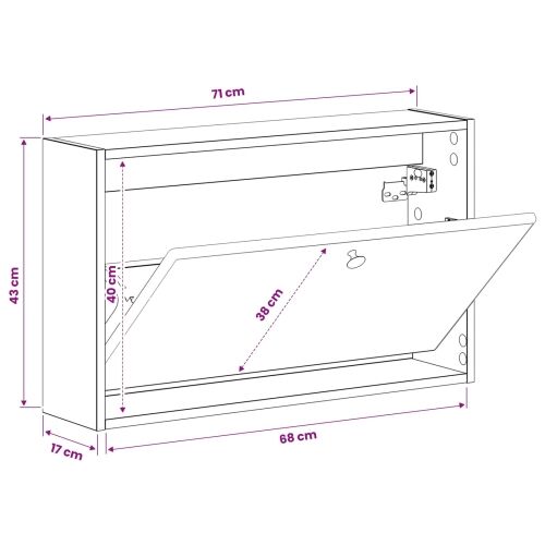 Ormar za cipele na zidu BREDA 71 x 17 x 43 cm Konstruirano drvo - Bijela Cijena