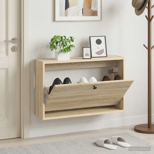 Ormar za cipele na zidu BREDA 71 x 17 x 43 cm Konstruirano drvo - Hrast sonoma Cijena