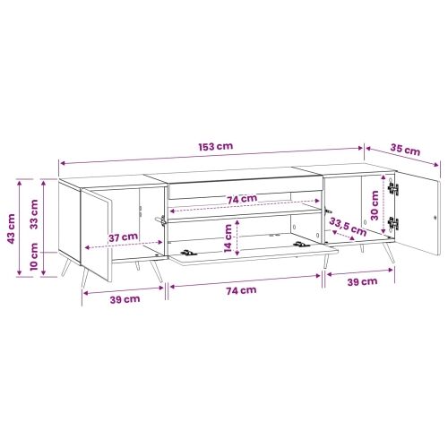 LED TV kabinet Hrast artisan Konstruirano drvo - Hrast artisan Cijena