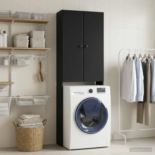 Kabinetska WC BREDA Crna 66 x 25,5 x 190 cm Konstruirano drvo - Crna Cijena