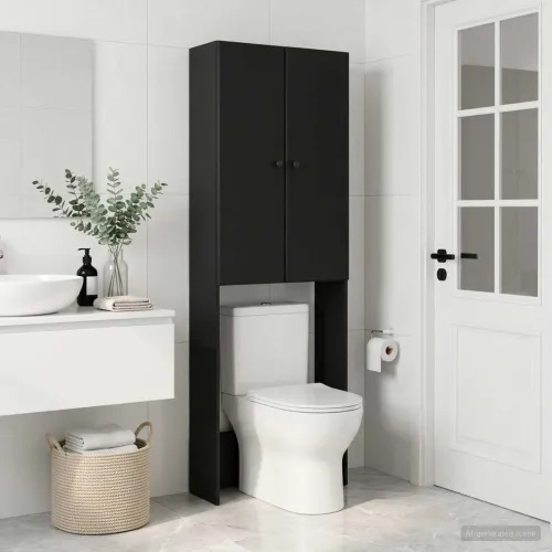 Kabinetska WC BREDA Crna 66 x 25,5 x 190 cm Konstruirano drvo - Crna Cijena
