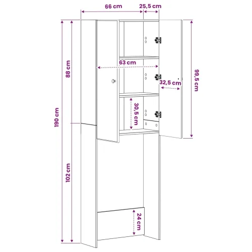 Kabinetska WC BREDA Siva Sonoma 66 x 25,5 x 190 cm - Siva Sonoma Cijena