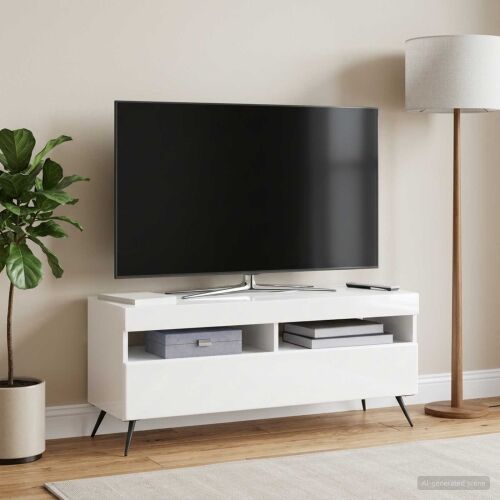 LED TV kabinet Bijela visokog sjaja Konstruirano drvo - Bijela visokog sjaja Cijena