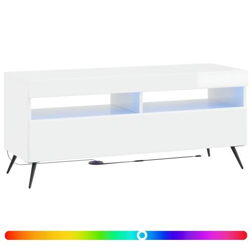 LED TV kabinet Bijela visokog sjaja Konstruirano drvo - Bijela visokog sjaja Cijena