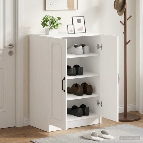 Ormar za cipele UTRECHT 59,5 x 39,5 x 87 cm Konstruirano drvo - Bijela Cijena
