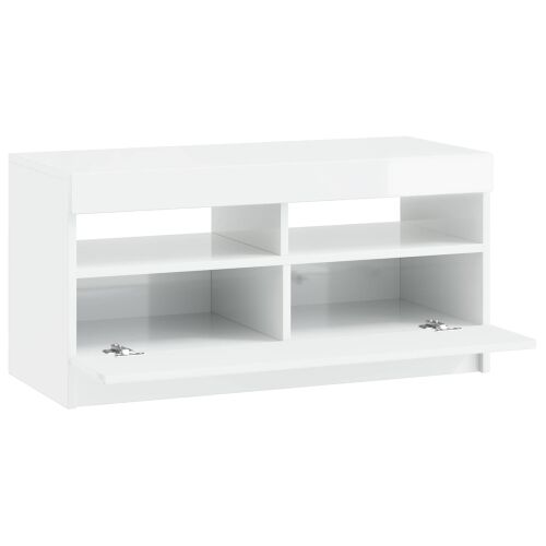 LED TV kabinet Bijela visokog sjaja Konstruirano drvo - Bijela visokog sjaja Cijena