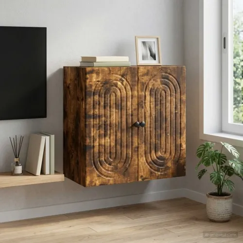 Ormar za montažu na zid 59 x 31 x 60 cm Konstruirano drvo - Dimljeni hrast 59 x 31 x 60 cm Cijena