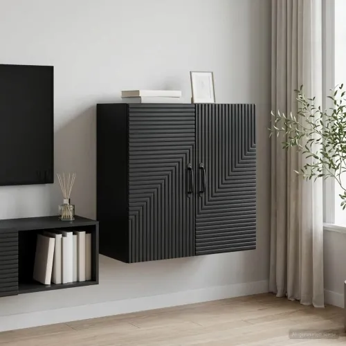 Ormar za montažu na zid Crna 59 x 31 x 60 cm Konstruirano drvo - Crna 59 x 31 x 60 cm Cijena