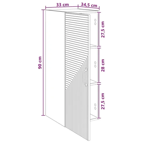 Ormar za montažu na zid Crna 33 x 34,5 x 90 cm - Crna 33 x 34,5 x 90 cm Cijena