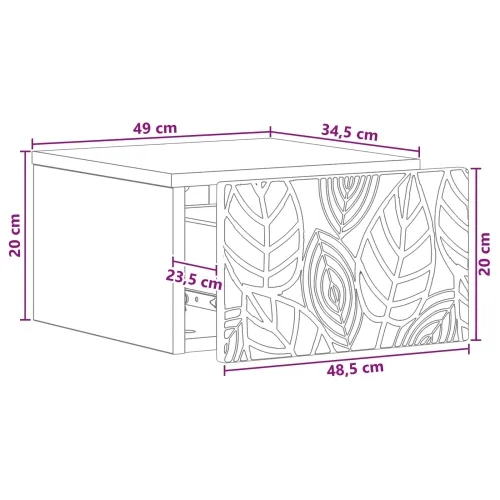 Noćni ormarić za montažu na zid Staro drvo 49 x 34,5 x 20 cm - Staro drvo 1 Cijena