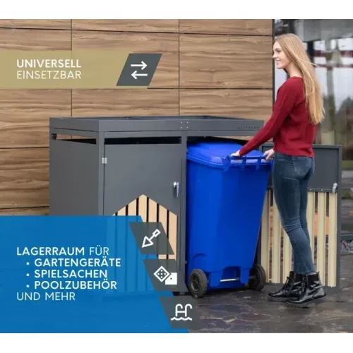Westmann Čelično spremište za 2 kante za smeće | 240 L | Antracit - BRANDED IN GERMANY Cijena
