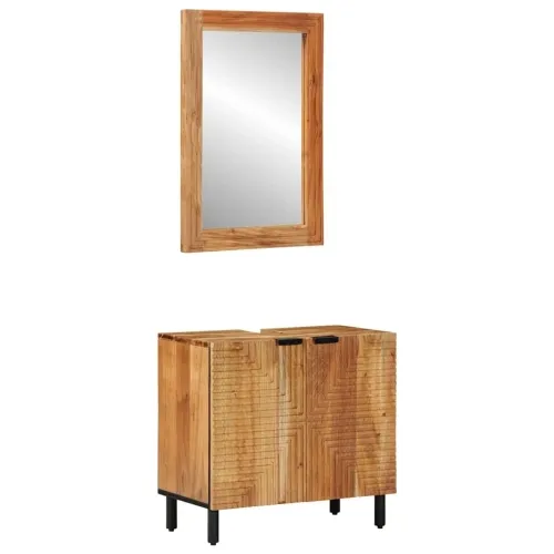 Set ormarića za kupaonicu 2 kom. Prirodna 62 x 33 x 58 cm - Masivno bagremovo drvo Cijena