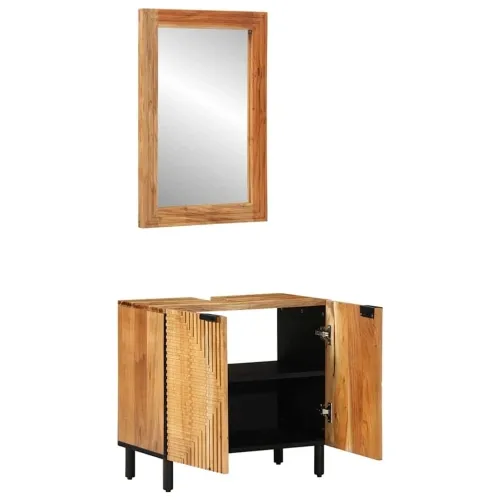 Set ormarića za kupaonicu 2 kom. Prirodna 62 x 33 x 58 cm - Masivno bagremovo drvo Cijena