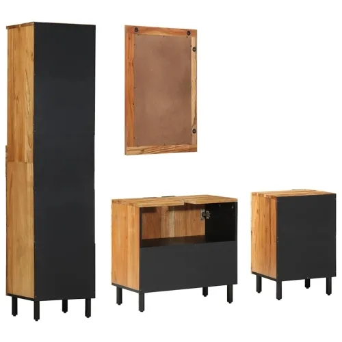 Set ormarića za kupaonicu 4 kom. Prirodna 38 x 33 x 160 cm - Masivno bagremovo drvo Cijena