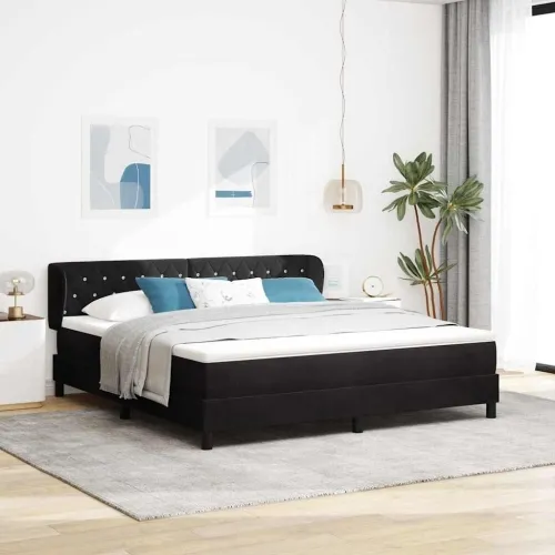 Box spring krevet s uzglavljem Crna 180 x 200 cm Baršun - Crna 180 x 200 cm Kristal s dugmadima Cijena