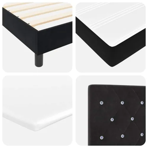 Box spring krevet s uzglavljem Crna 200 x 180 cm Baršun - Crna 180 x 200 cm Kristal s dugmadima Cijena