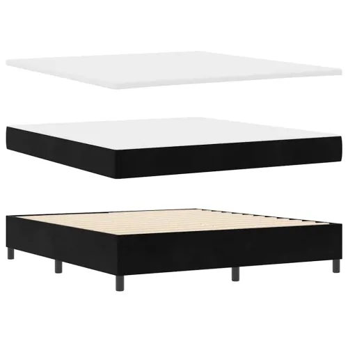 LED Box Spring Krevet s madracem Crna 180 x 200 cm Baršun - Crna 180 x 200 cm Kristal s dugmadima Cijena