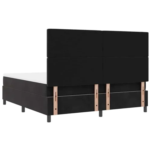 LED Box Spring Krevet s madracem Crna 180 x 200 cm Baršun - Crna 180 x 200 cm Kristal s dugmadima Cijena