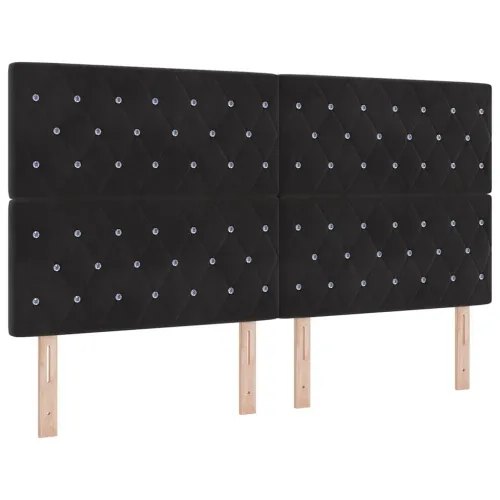 LED Box Spring Krevet s madracem Crna 180 x 200 cm Baršun - Crna 180 x 200 cm Kristal s dugmadima Cijena