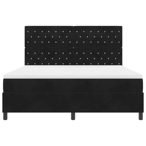 LED Box Spring Krevet s madracem Crna 180 x 200 cm Baršun - Crna 180 x 200 cm Kristal s dugmadima Cijena