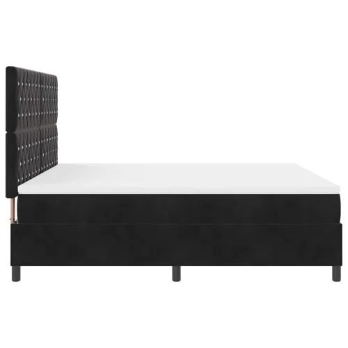 LED Box Spring Krevet s madracem Crna 180 x 200 cm Baršun - Crna 180 x 200 cm Kristal s dugmadima Cijena