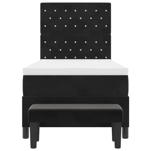 Box spring krevet s uzglavljem Crna 190 x 90 cm Baršun - Crna 90 x 190 cm Kristal s dugmadima Cijena