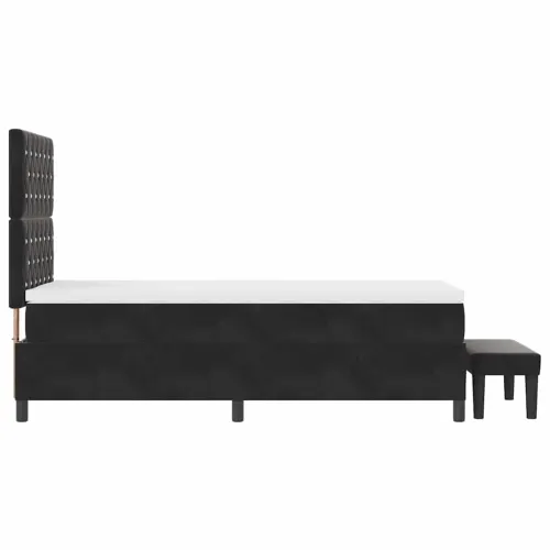 Box spring krevet s uzglavljem Crna 190 x 90 cm Baršun - Crna 90 x 190 cm Kristal s dugmadima Cijena