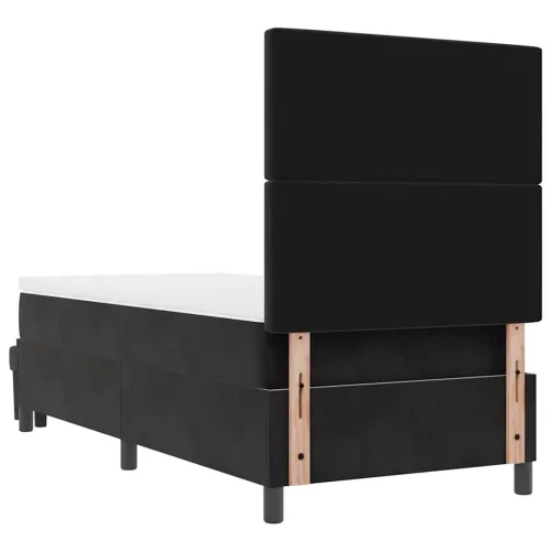 Box spring krevet s uzglavljem Crna 190 x 90 cm Baršun - Crna 90 x 190 cm Kristal s dugmadima Cijena