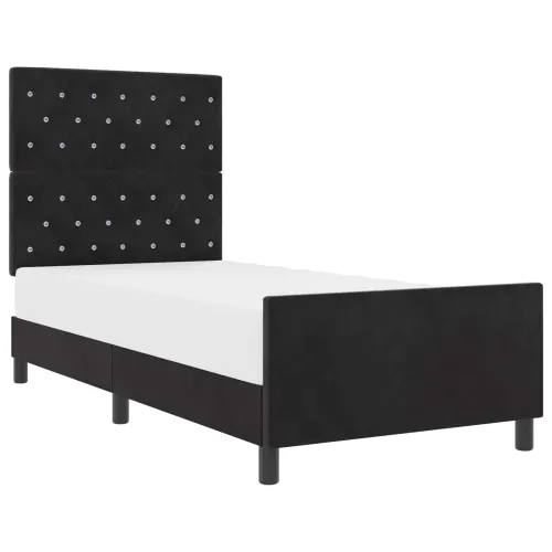 Box spring krevet s uzglavljem Crna 90 x 200 cm Baršun - Crna 90 x 200 cm Kristal s dugmadima Cijena