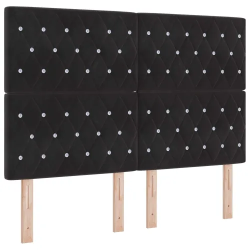 Boxspring krevet s madracem Crna 140 x 190 cm Baršun - Crna 140 x 190 cm Kristal s dugmadima Cijena