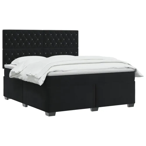 Boxspring krevet s madracem Crna 140 x 190 cm Baršun - Crna 140 x 190 cm Kristal s dugmadima Cijena