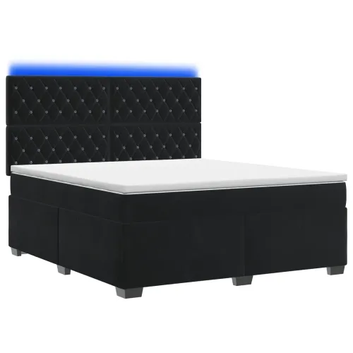 Boxspring krevet s madracem Crna 180 x 200 cm Baršun - Crna 180 x 200 cm Kristal s dugmadima Cijena