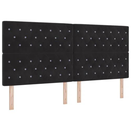 Boxspring krevet s madracem Crna 200 x 200 cm Baršun - Crna 200 x 200 cm Kristal s dugmadima Cijena
