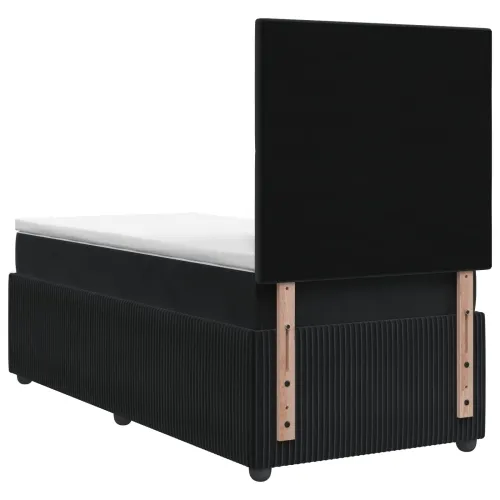 LED okvir za krevet s madracem Crna 90 x 190 cm Baršun - Crna 90 x 190 cm Kristal s dugmadima Cijena