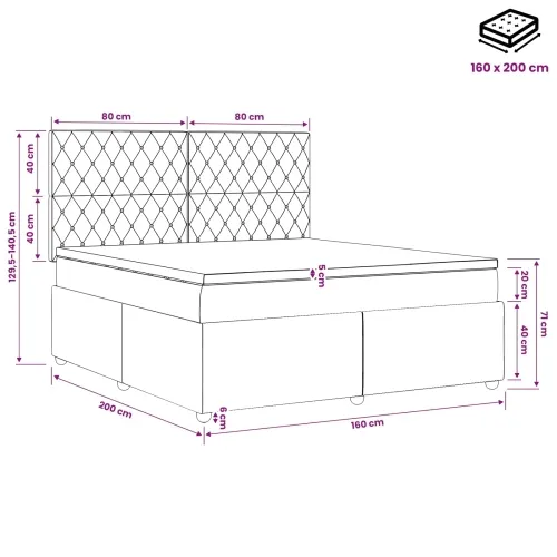 LED okvir za krevet s madracem Ružičasta 160 x 200 cm Baršun - Ružičasta 160 x 200 cm Kristal s dugmadima Cijena