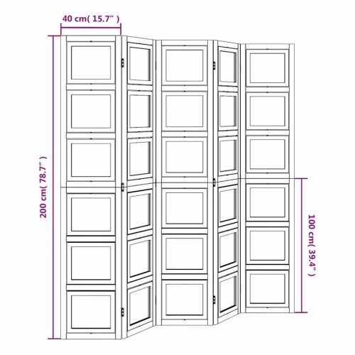 Paravan - Sobna pregrada s 5 panela bijela od masivnog drva paulovnije - 40 x 200 cm 5 Cijena